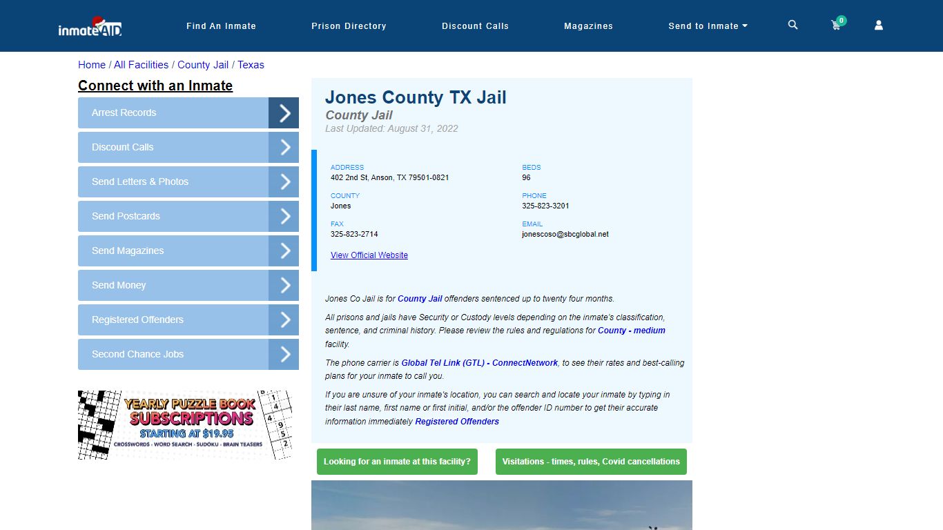 Jones County TX Jail - Inmate Locator - Anson, TX