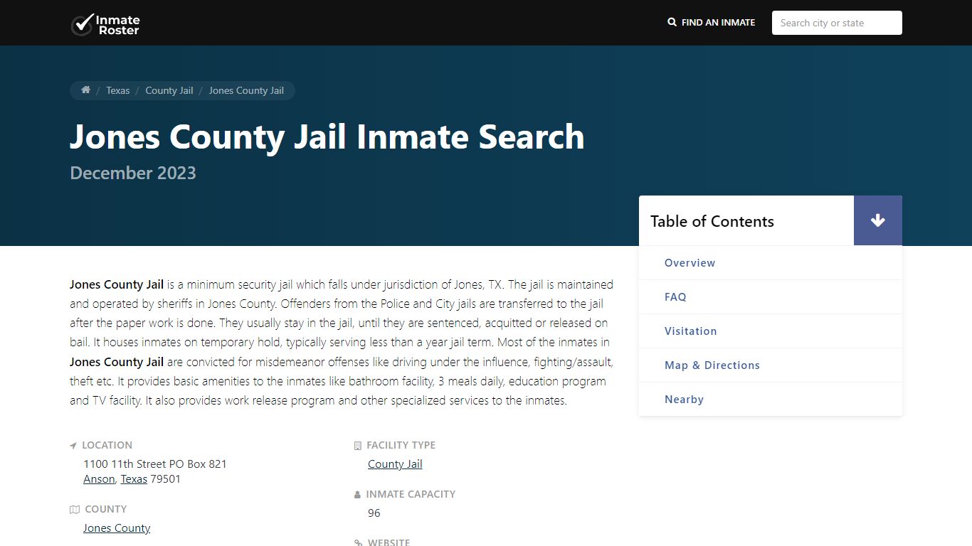 Inmate Search | Jones County Jail - Anson, TX